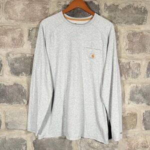 Carhartt Men's Force Relaxed Fit Gray Long Sleeve Pocket T-Shirt XL Workwear‎